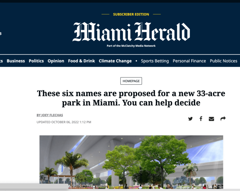These six names are proposed for a new 33-acre park in Miami. You can help decide